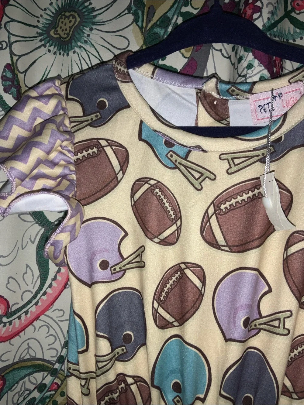 NWT Pete & Lucy - Football Romper 2t New With Tags NWT Tan, Brown, Purple, Teal